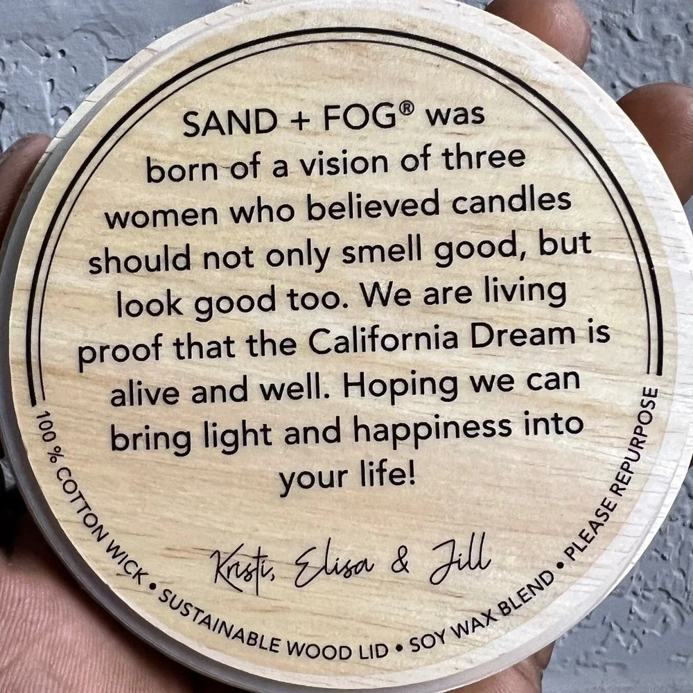 Sand Fog Mediterranean Soy Wax‎ Candle 12oz Essential Oils Wood Lid